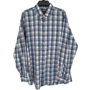 Neiman Marcus Men's Casual Shirt Button Up Light Blue Plaid